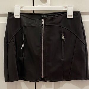 wild fable Black Faux-Leather Zip Mini Skirt
